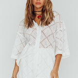 Abraya Lace Button-Up Shirt White