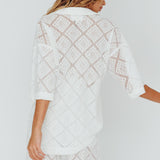 Abraya Lace Button-Up Shirt White