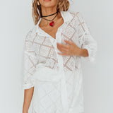 Abraya Lace Button-Up Shirt White