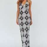 Lavara Halterneck Midi Dress Floral Black