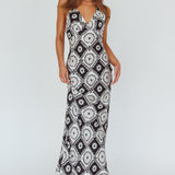 Lavara Halterneck Midi Dress Floral Black