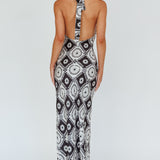 Lavara Halterneck Midi Dress Floral Black