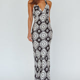 Lavara Halterneck Midi Dress Floral Black