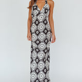 Lavara Halterneck Midi Dress Floral Black