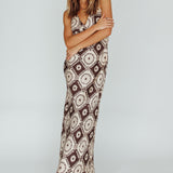 Lavara Halterneck Midi Dress Floral Chocolate