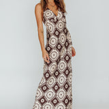 Lavara Halterneck Midi Dress Floral Chocolate
