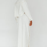 Angelica Side Button-Up Midi Skirt White