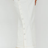 Angelica Side Button-Up Midi Skirt White