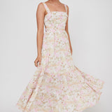 Lisseth Foldover Neckline Midi Dress Floral Pink