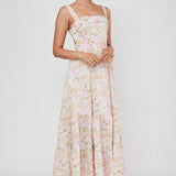 Lisseth Foldover Neckline Midi Dress Floral Pink