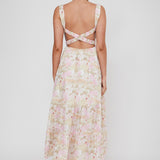 Lisseth Foldover Neckline Midi Dress Floral Pink