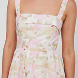 Lisseth Foldover Neckline Midi Dress Floral Pink