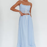 Maidens Tie Detail Overlock Maxi Skirt Cloud Blue
