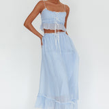 Maidens Tie Detail Overlock Maxi Skirt Cloud Blue