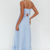Maidens Tie Detail Overlock Maxi Skirt Cloud Blue