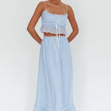 Maidens Tie Detail Overlock Maxi Skirt Cloud Blue