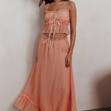 Maidens Tie Detail Overlock Maxi Skirt Apricot
