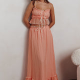 Maidens Tie Detail Overlock Maxi Skirt Apricot