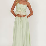 Maidens Tie Detail Overlock Maxi Skirt Sage