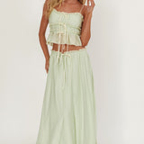 Maidens Tie Detail Overlock Maxi Skirt Sage