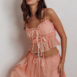 Maidens Tie Detail Overlock Top Apricot
