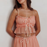Maidens Tie Detail Overlock Top Apricot