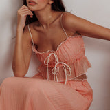 Maidens Tie Detail Overlock Top Apricot