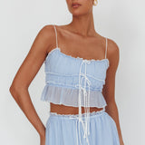 Maidens Tie Detail Overlock Top Cloud Blue