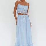 Maidens Tie Detail Overlock Top Cloud Blue