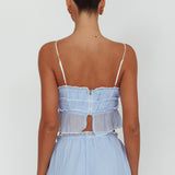 Maidens Tie Detail Overlock Top Cloud Blue