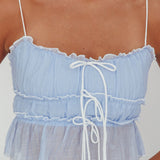 Maidens Tie Detail Overlock Top Cloud Blue