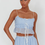 Maidens Tie Detail Overlock Top Cloud Blue