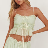 Maidens Tie Detail Overlock Top Sage