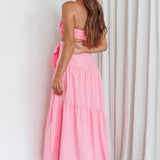 Bondi Waist Tie Maxi Skirt Pink