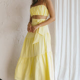 Bondi Waist Tie Maxi Skirt Lemon