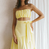 Bondi Waist Tie Maxi Skirt Lemon