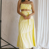 Bondi Waist Tie Maxi Skirt Lemon