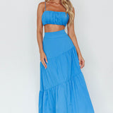 Bondi Waist Tie Maxi Skirt Sapphire