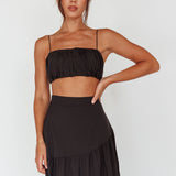 Bondi Gathered Crop Top Black