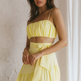 Bondi Gathered Crop Top Lemon
