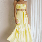 Bondi Gathered Crop Top Lemon