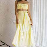 Bondi Gathered Crop Top Lemon