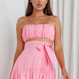 Bondi Gathered Crop Top Pink