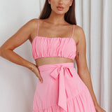 Bondi Gathered Crop Top Pink