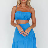Bondi Gathered Crop Top Sapphire
