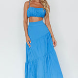 Bondi Gathered Crop Top Sapphire