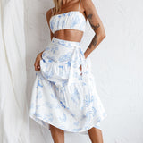 Bondi Waist Tie Maxi Skirt Printed White