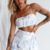 Bondi Waist Tie Maxi Skirt Printed White