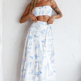 Bondi Waist Tie Maxi Skirt Printed White