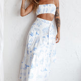 Bondi Gathered Crop Top Printed White